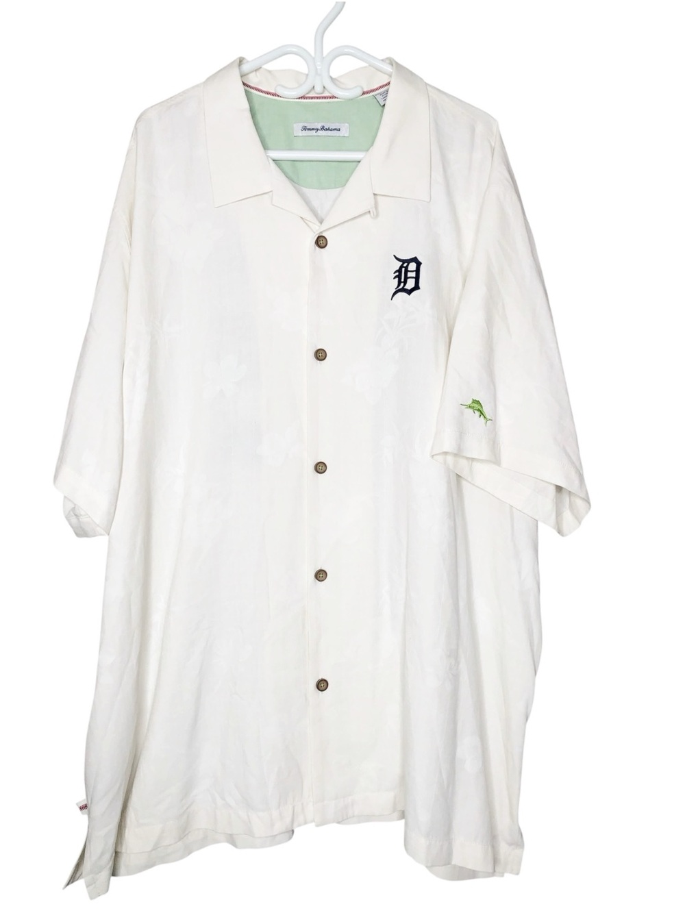 Tommy Bahama Detroit Tigers MLB Silk Camp Shirt Collab Cream Baseball Men's XXXL